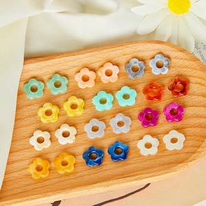 10 pieces Flower-shaped Resin Charm Pendant, Acetate Acrylic pendant,Fresh Colors Hollow Flower Earring Charm, DIY Jewelry Craft Supplies
