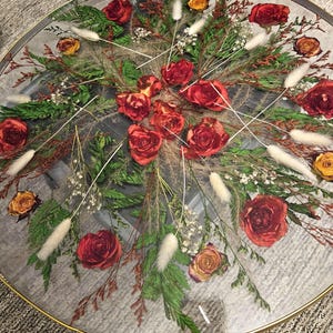 RED ROSE RESIN Table Featuring with Red Roses for a Decorative and Unique End Table Occasional Table Valentine Table