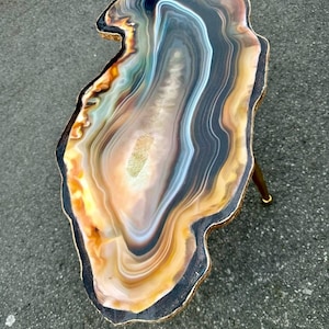 Luxury Handmade Geode Resin Tables Art Furniture Stunning Crystal-Look Epoxy Brown Gold Agate Table High-End Geode Coffee Table